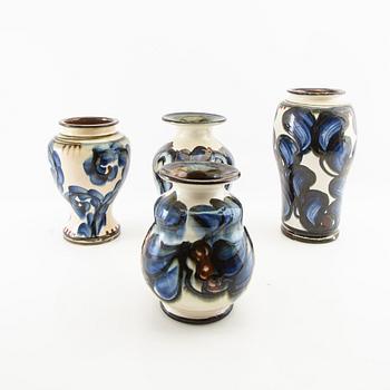 Vases 4 pcs Annashaab ceramic factory Denmark 1910s/1920s glazed earthenware.