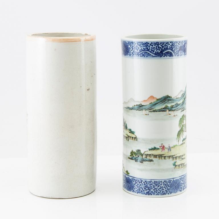 Two Chinese brush vases, 20th century.