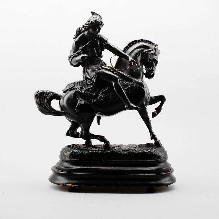 SKULPTUR, svartmålad metall, omkring år 1900.