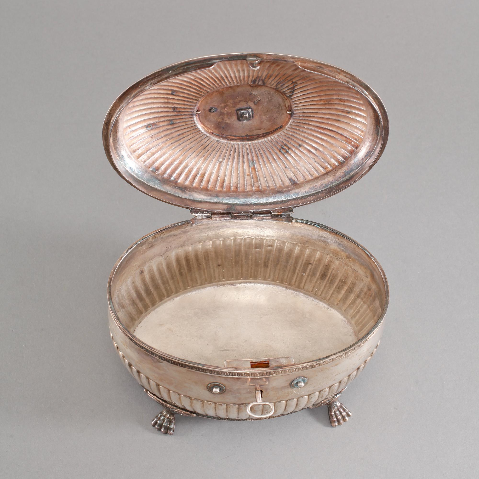 SOCKERSKRIN, silver, Johan Fredrik Massman, Stockholm, 1826, vikt 655 gram.