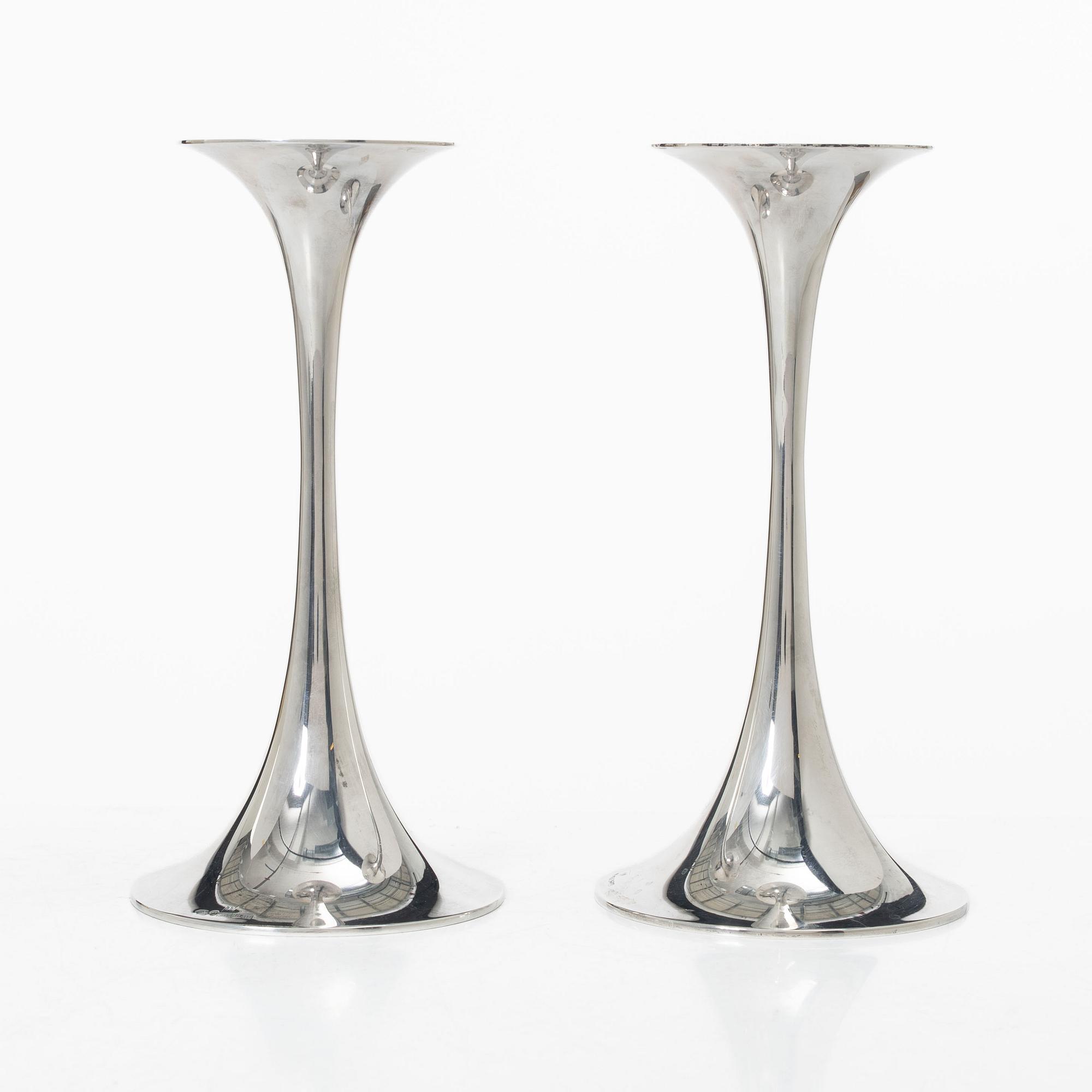 Tapio Wirkkala, Candlesticks, a pair, silver, Kultakeskus Oy, Hämeenlinna 1968-1969.