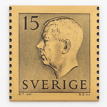 Plaque, 18K gold, numbered 372/1000, 1975, weight approx. 27 g.