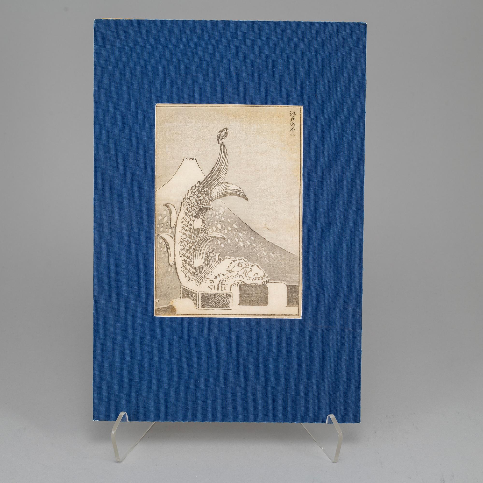 KATSUSHIKA HOKUSAI (1760–1849), after, a group of seven sheets/pages from album, Japan, 19th century.