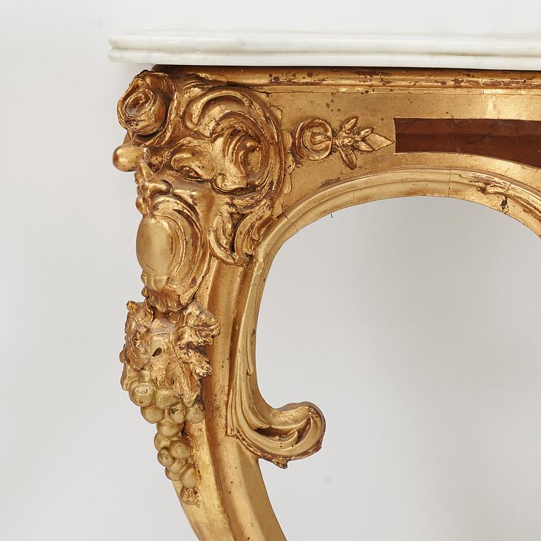 A pair of Rococo console tables, presumably Germany, 18th century.