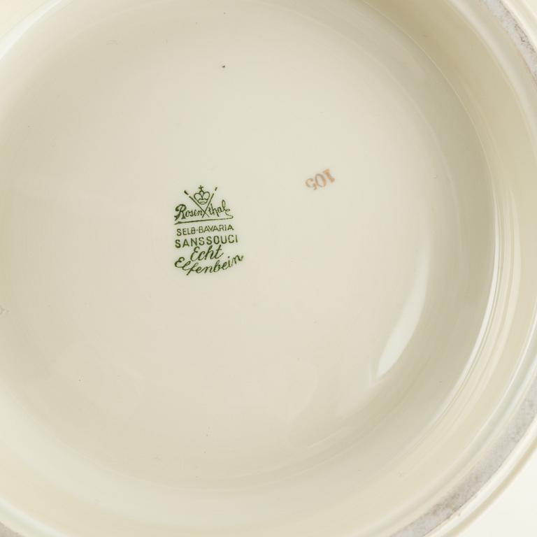 Matservis, 102 delar, porslin, "Sanssouci", Rosenthal, Tyskland.