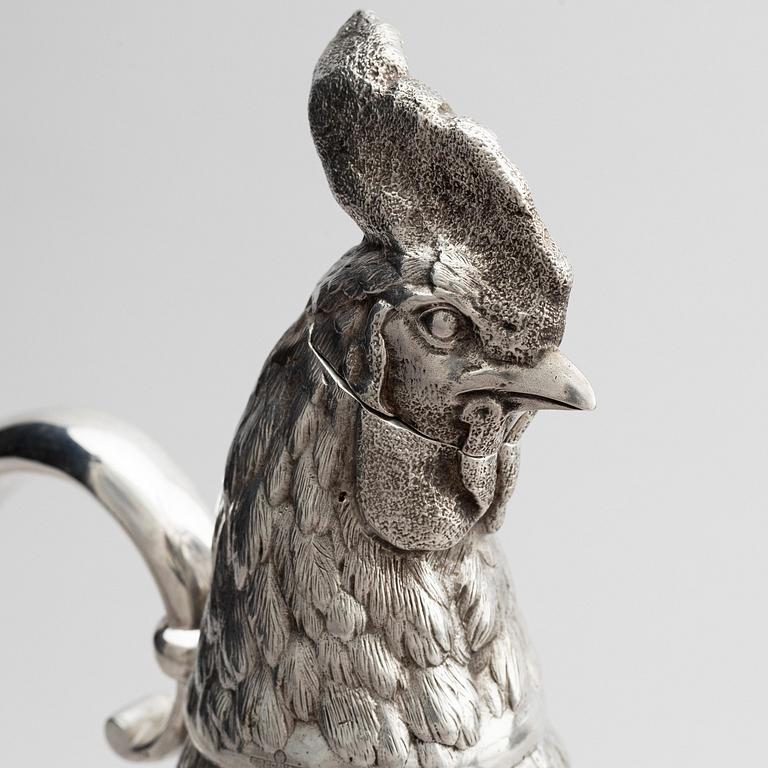 A pair of silver and cut-glass decanters, mark of Gratchev company, St. Petersburg 1908-1917.