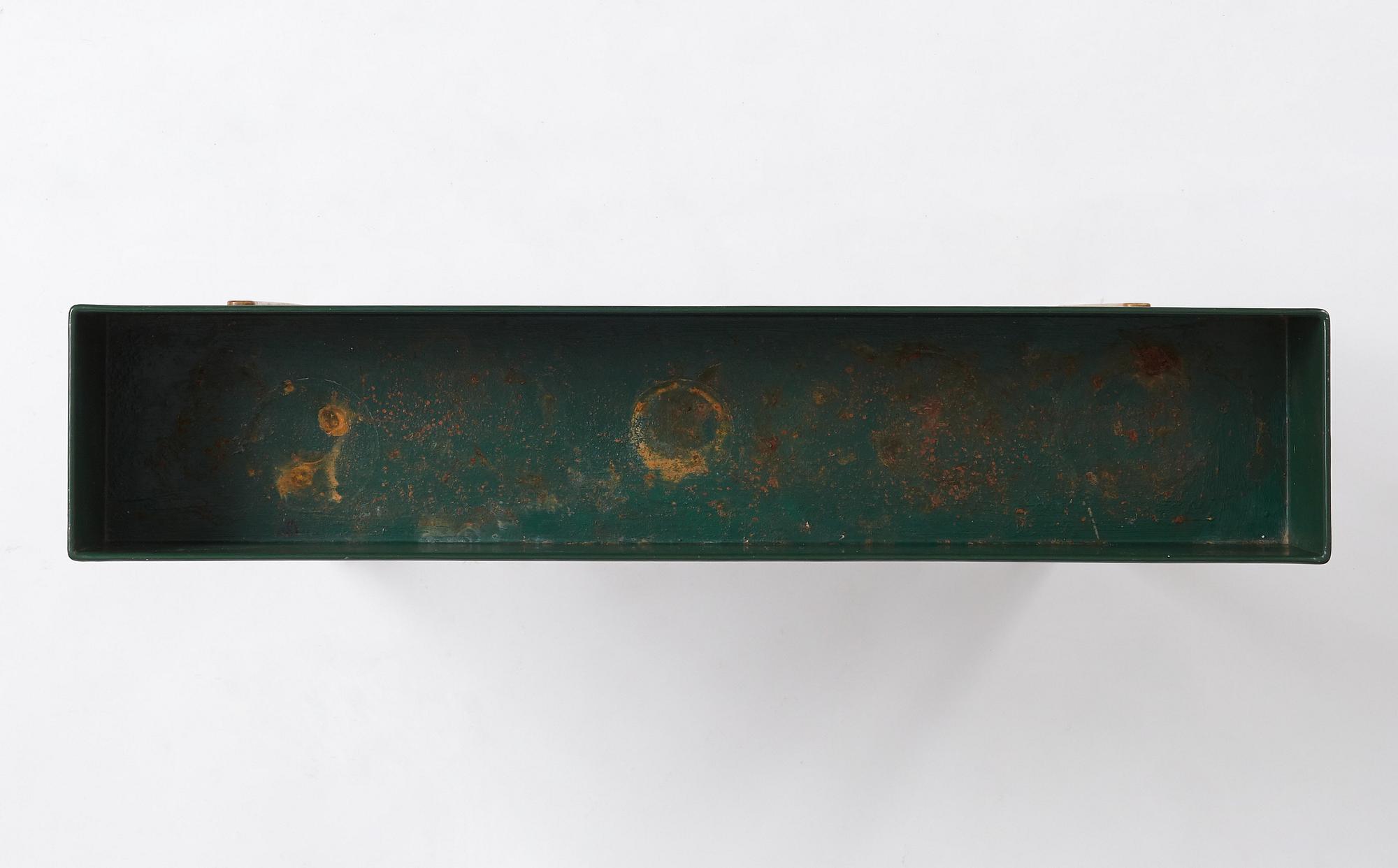 Josef Frank, a walnut and green lacquered tin flower stand, Svenskt Tenn, Sweden 1950-1960s, model no 2205.