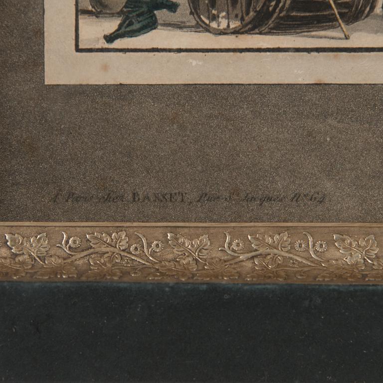 JEAN PIERRE MARIE JAZET, handkolorerad etsning, 1800-talets början.