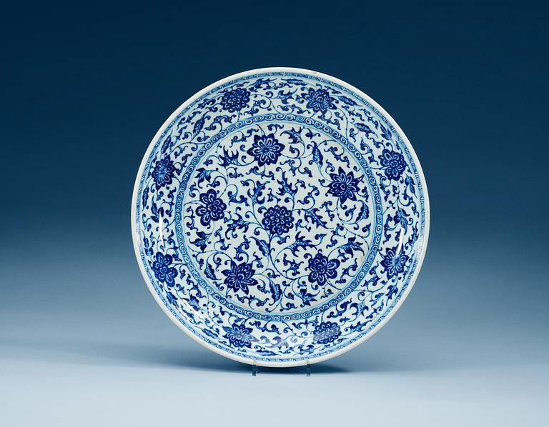 A blue and white charger, Qing dynasty, 18th Century.