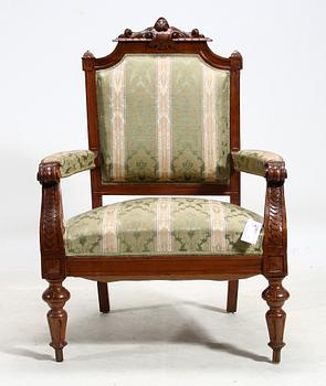 FÅTÖLJ, nyrenässans, sent 1800-tal.