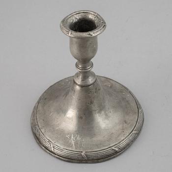 Four gustavian pewter candlestick, late 18th / early 19th century.
