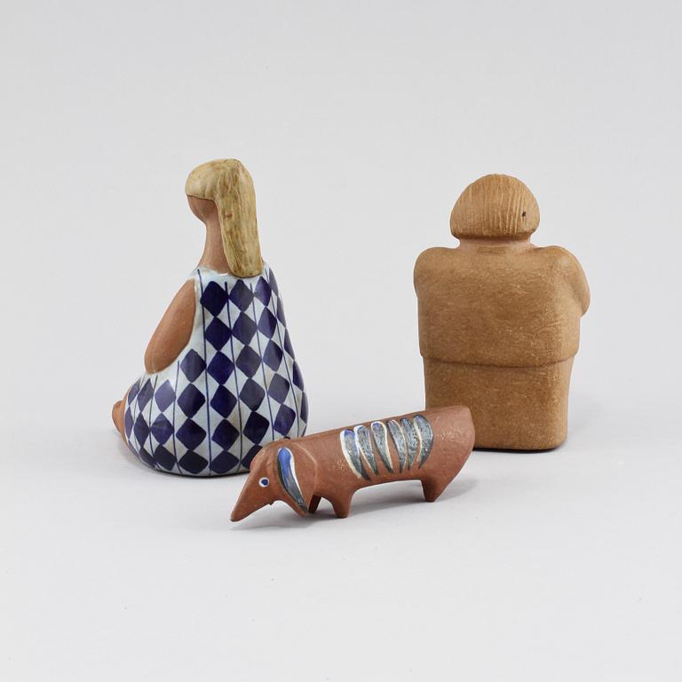 FIGURINER, 3 st, stengods, Lisa Larson, 1900-talets andra hälft.