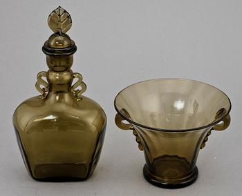 KARAFF samt SKÅL, glas, Simon Gate, 1900-tal.