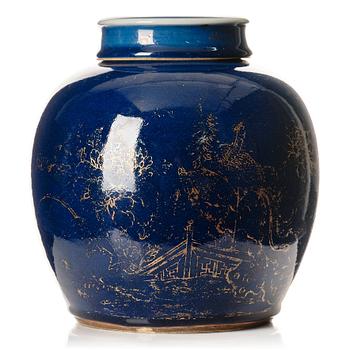 1014. A powder blue jar with cover, Qing dynasty, 18th Century.