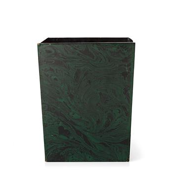 A malachite green lacquered wooden paper bin, 1960-70's.