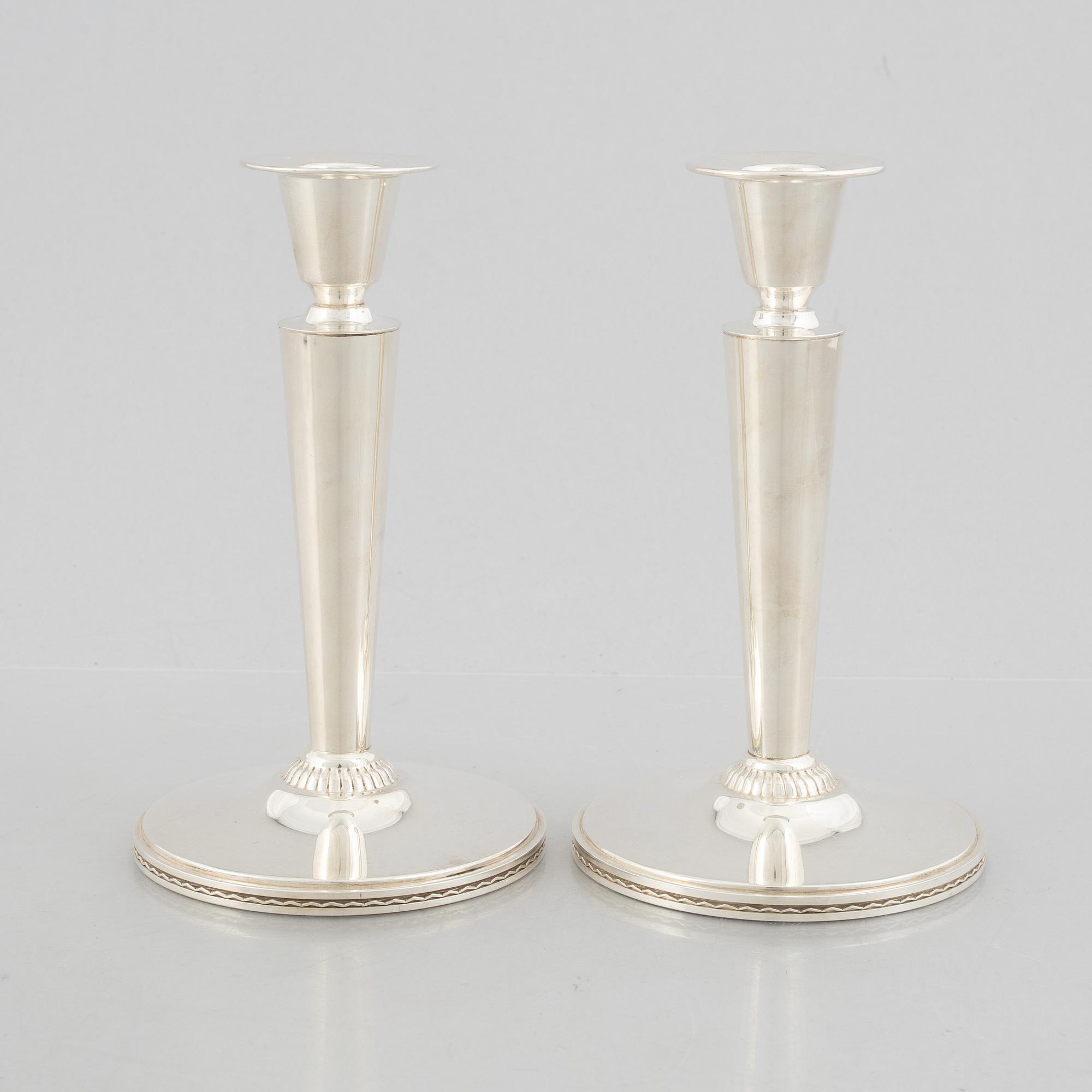 Eric Råström, candlesticks, a pair, silver, CG Råström, Stockholm 1969.