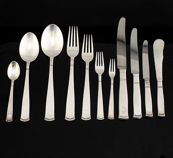 Silver and steel cutlery set, "Rosenholm", 122 pieces designed by JACOB ÄNGMAN, manufactured by GAB, weight 4360 g.