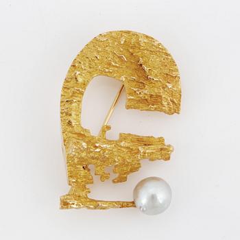 BJÖRN WECKSTRÖM, brooch, "Solskeppet",18K gold and pearl.