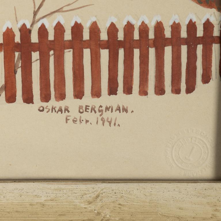 Oskar Bergman, akvarell & täckvitt, signerad och daterad Febr. 1941.