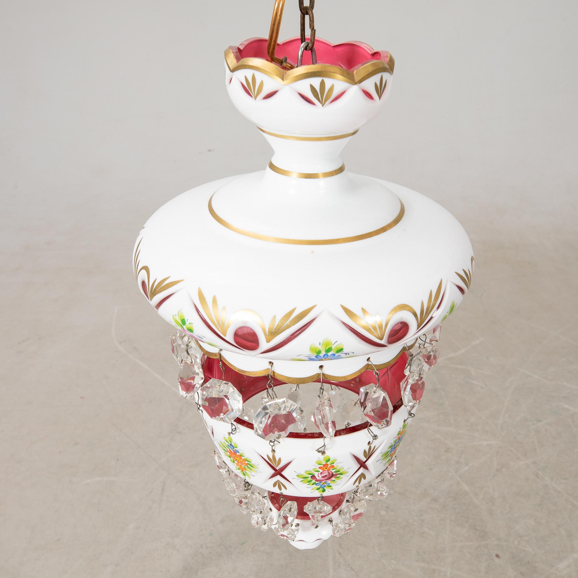 Taklampor ett par Böhmen 1900-tal.