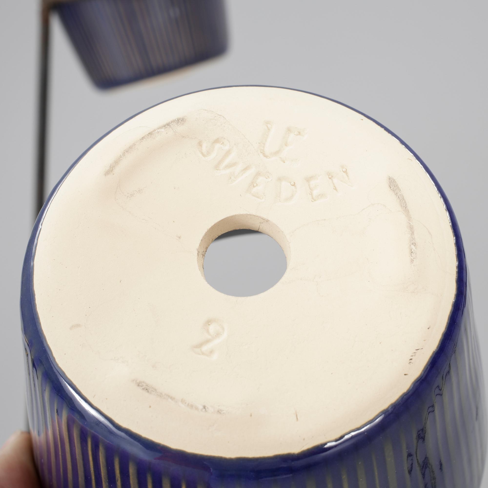 BLOMSTÄLLNINGAR, 2st, med ytterfoder från Upsala Ekeby, 1950/60-tal.