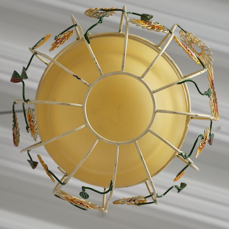 Ulla & Gunnar Eklöf, attributed to, a pair of Swedish Modern ceiling lamps, Corona Belysningskultur, Stockholm, 1940s.