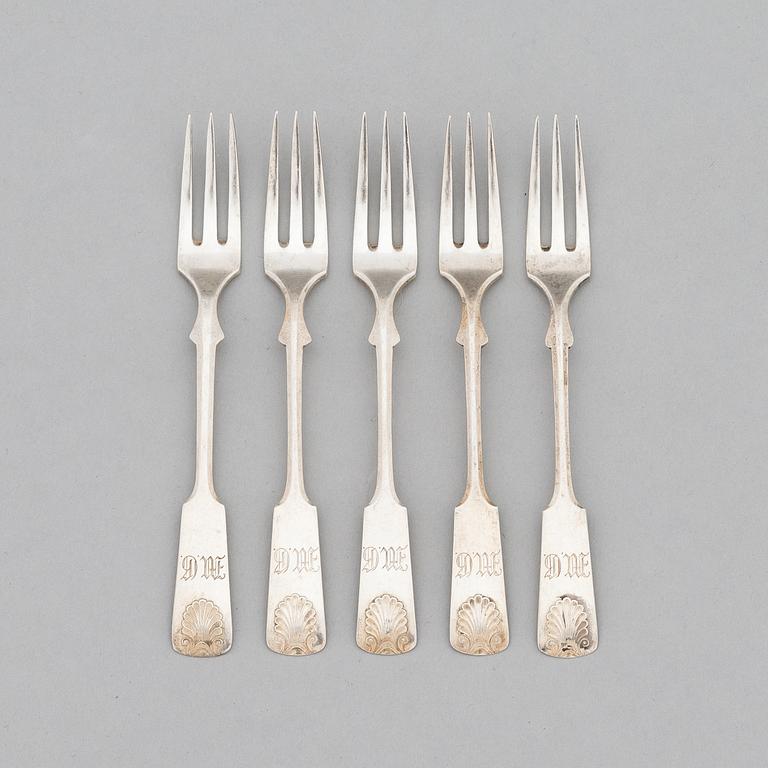 Bestickuppsättning, 47 dlr, silver, Musslan, Finland 1836-1935, mestadels V. Lindman, 1919.