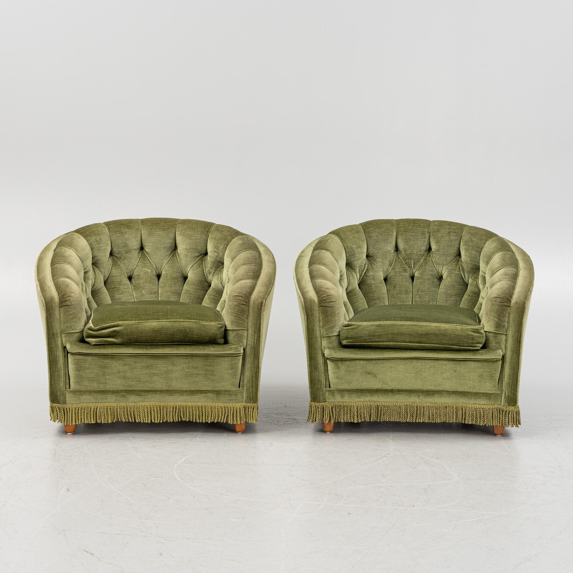 A pair of lounge chairs ,mid 20th century.