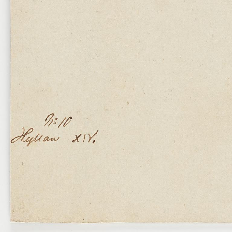 JAN VAN DER STRAET (JOHANNES STRADANUS), hans krets. Osignerad. Akvarell och tusch 20 x 26,5 cm.