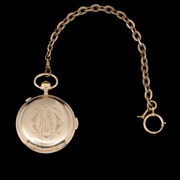 HERRFICKUR med kedja, guld 14k. 1900-talets början. Tot ca 154 g.