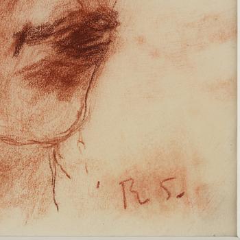 Ragnar Sandberg, red crayon, signed R.S.