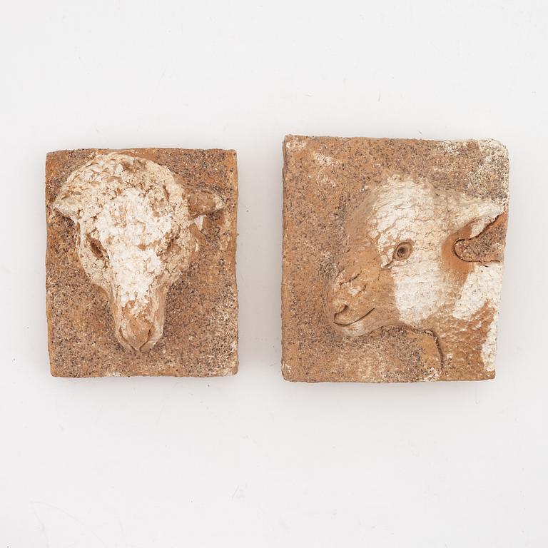 Henrik Allert, relief, 2, stoneware, signed.