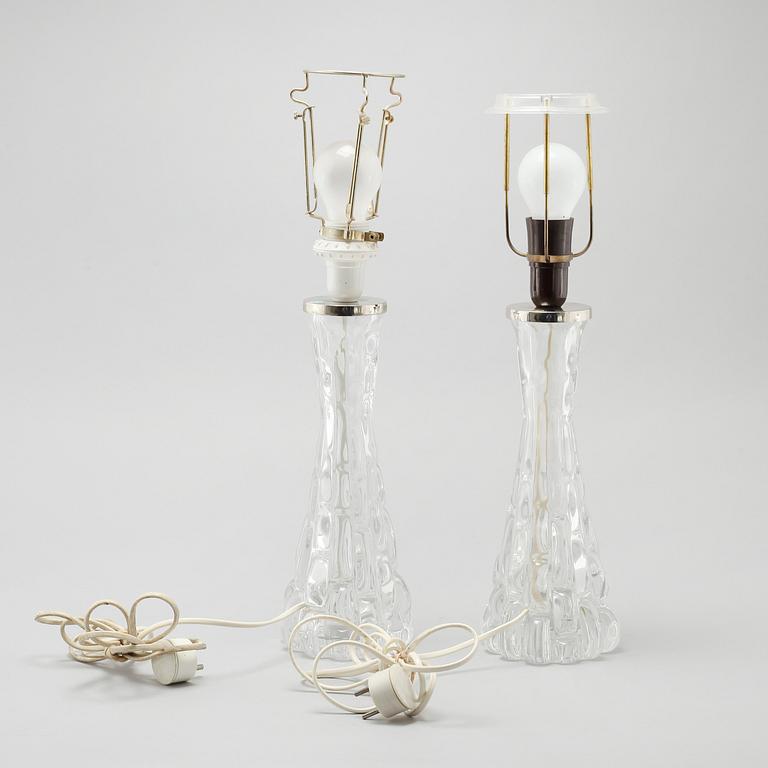 A pair of table lamps by Carl Fagerlund for Orrefors, third quarter of the 20th century.