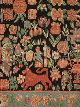 A BEDCOVER/A TAPESTRY, tapestry weave, ca 195,5 x 141,5 cm, Scania, Sweden, signed MLH 1927,