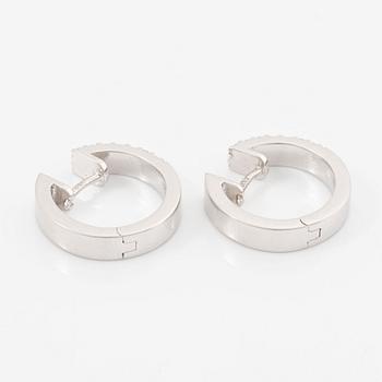 Earrings, a pair, hoops, 18K white gold with brilliant-cut diamonds.