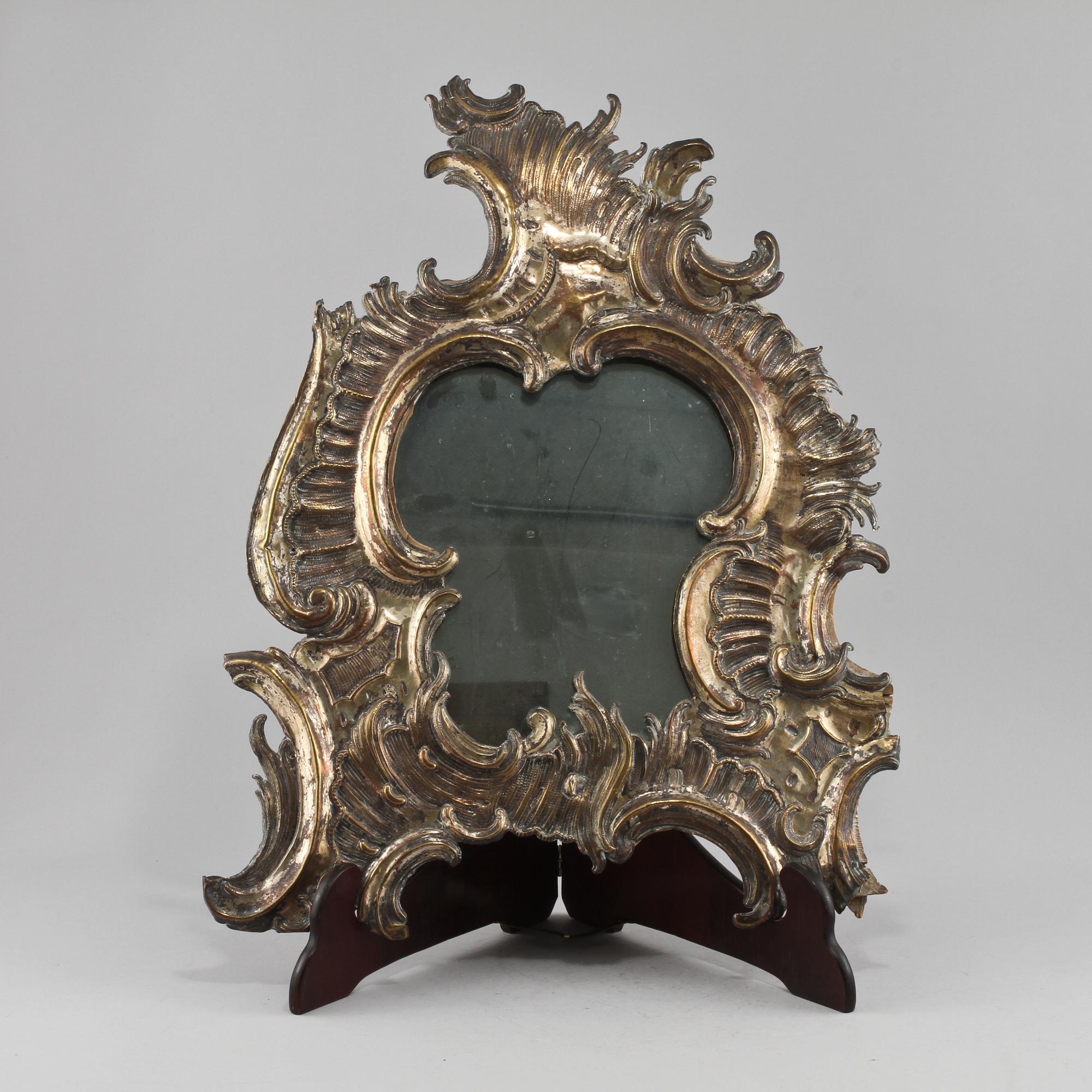 SPEGEL, försilvrad plåt, rokoko, 1700-tal.