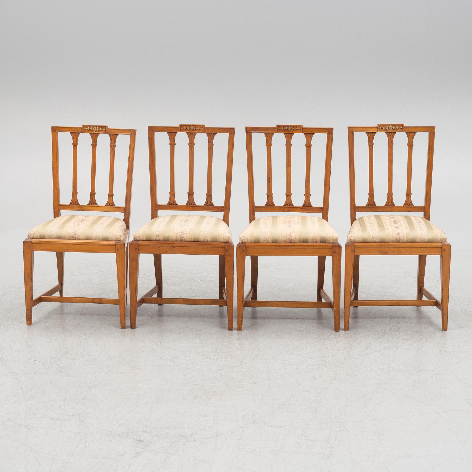 Four late Gustavian chairs by Johan Hammarström (Stockholm, Sweden, 1794-1812/19).