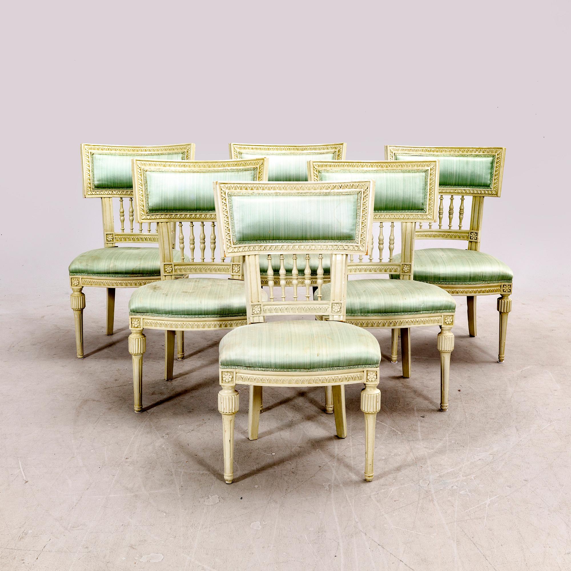 Stolar 6 st Sengustavianska. Västsverige, omkring år 1800.