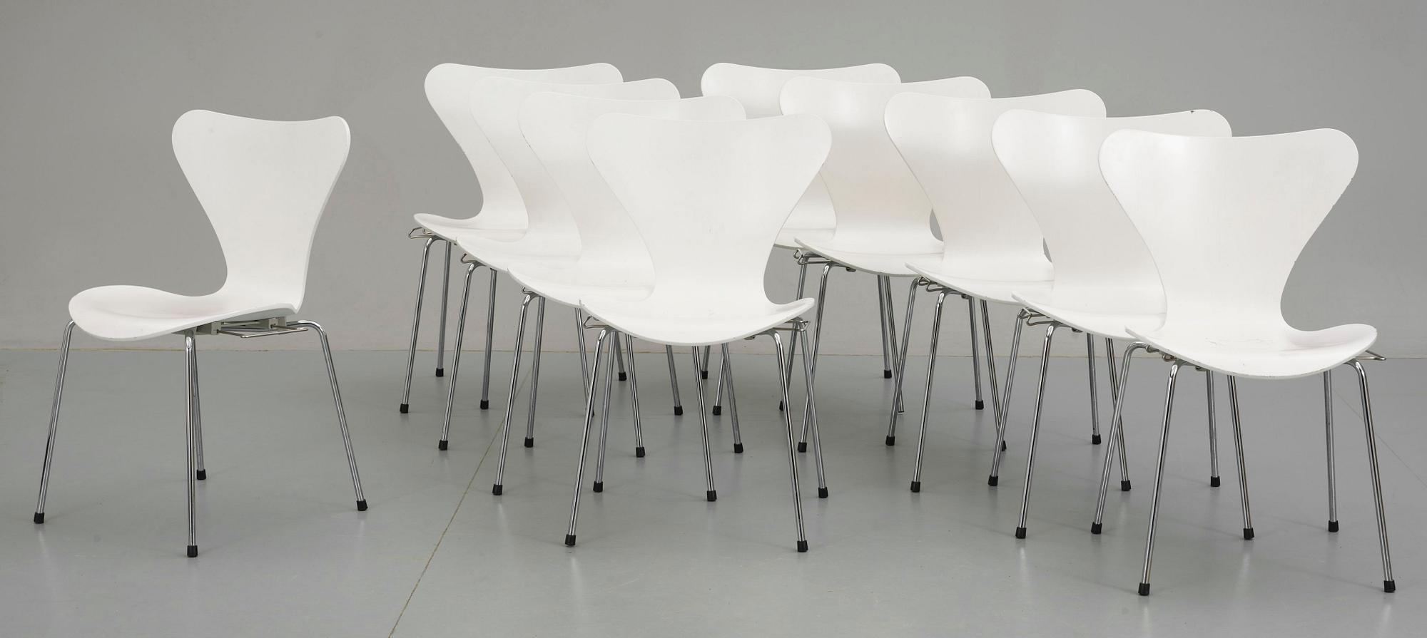 STOLAR, 10 st. "Sjuan", Arne Jacobsen, Fritz Hansen.