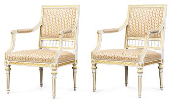 852. A pair of Gustavian armchairs.