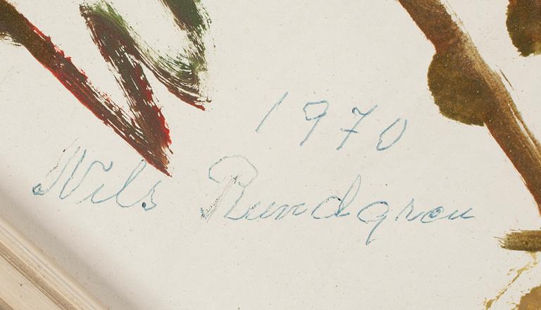 NILS "BJÖRNJÄGARN" RUNDGREN, gouache på pannå, signerad och daterad 1970.