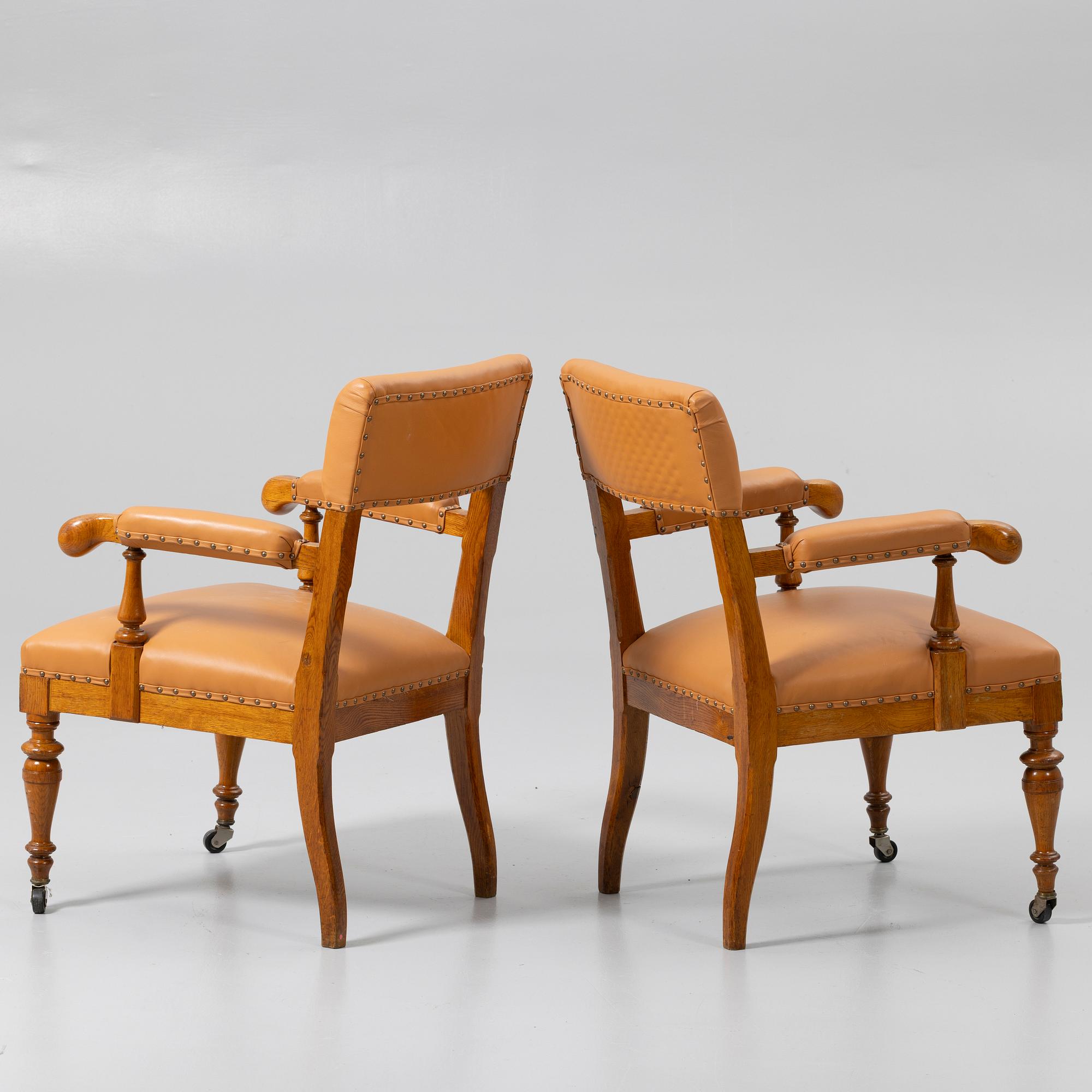 Armchairs, a pair, probably England, early 20th century.