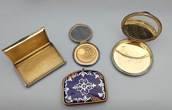 EMALJDOSOR, 4 st, bla silver, 1800/1900-tal.