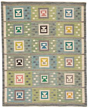 222. Edna Martin, MATTO, "Flickorna i fönstret", flat weave, ca 252 x 202 cm, signed SH (Svensk Hemslöjd).