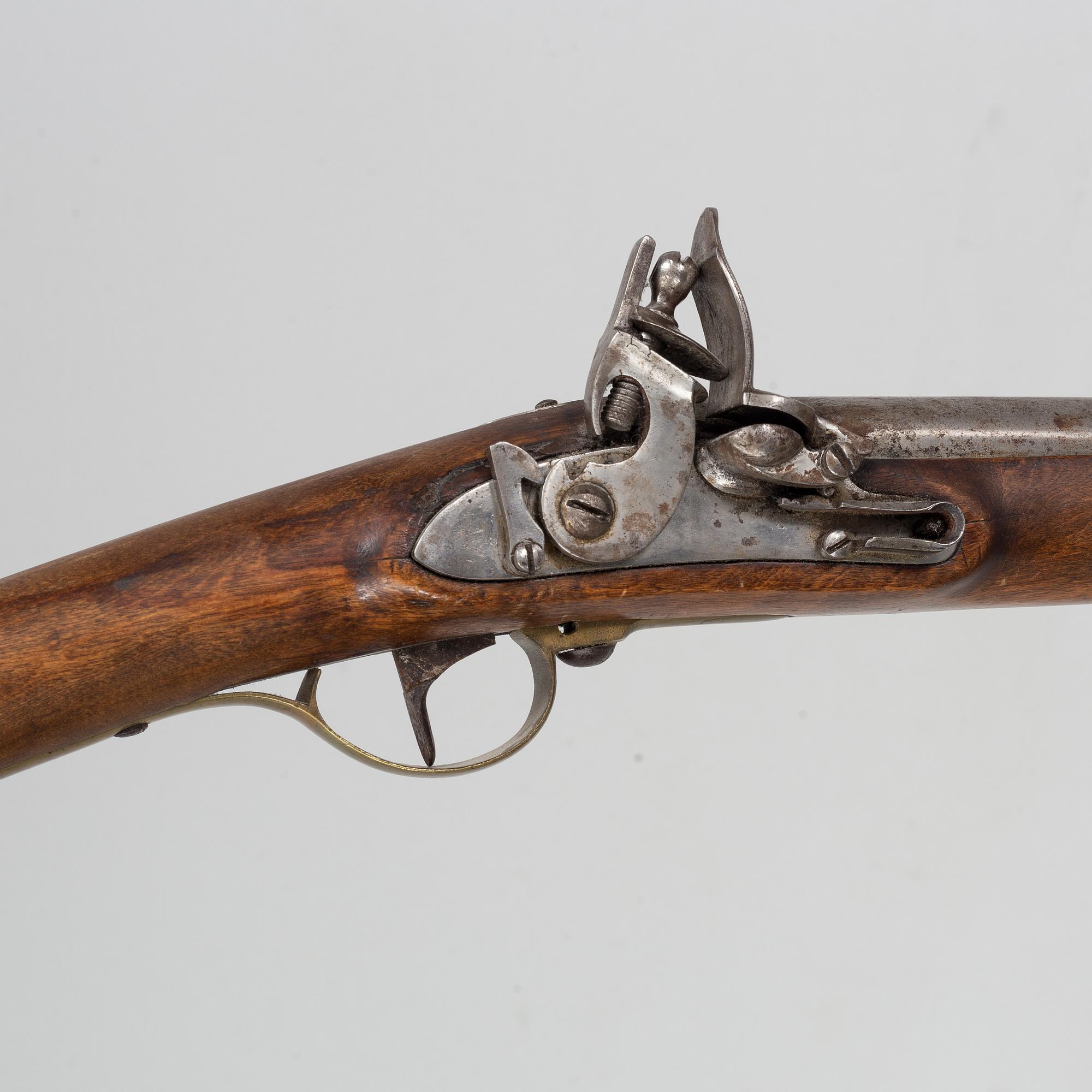 A Swedish flintlock gun, 1815 pattern.
