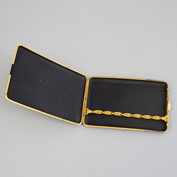 A Japanese silver gilt decorated metal calling card case, Meiji period (1868-1912).