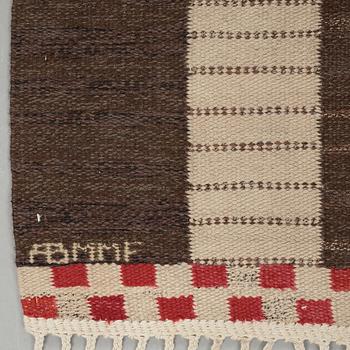 Marianne Richter, MATTO, "Korsvirke, Plommon med rött", flat weave, ca 240,5 x 167 cm, signed AB MMF MR.