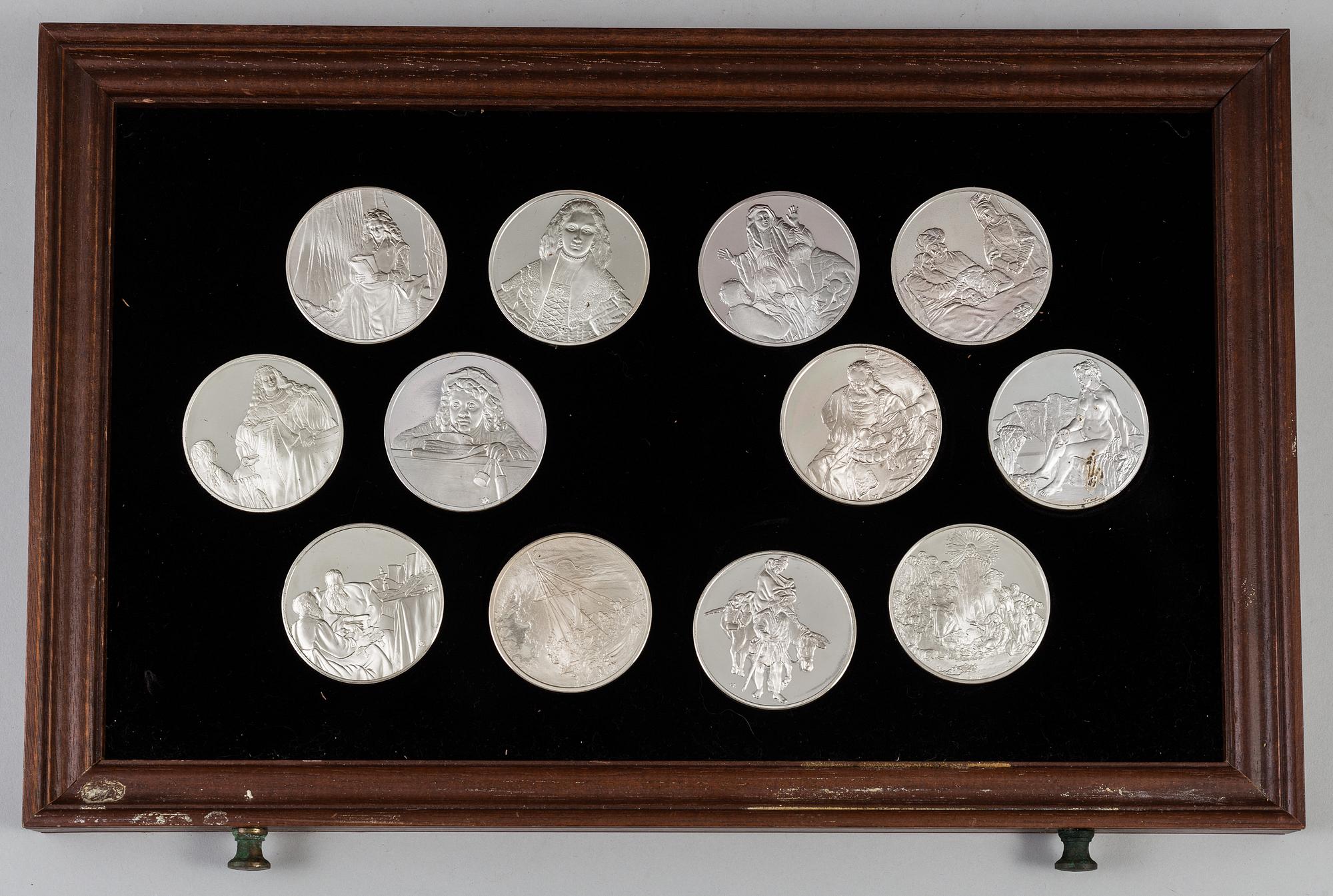 SAMLARMEDALJER, 50 st, sterlingsilver, "Rembrandt i silver", Franklin Mint AB, 1974.