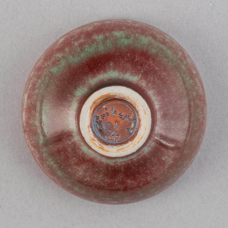Berndt Friberg, two stoneware miniature vases and a bowl, Gustavsbergs studio, mid 20th Century.