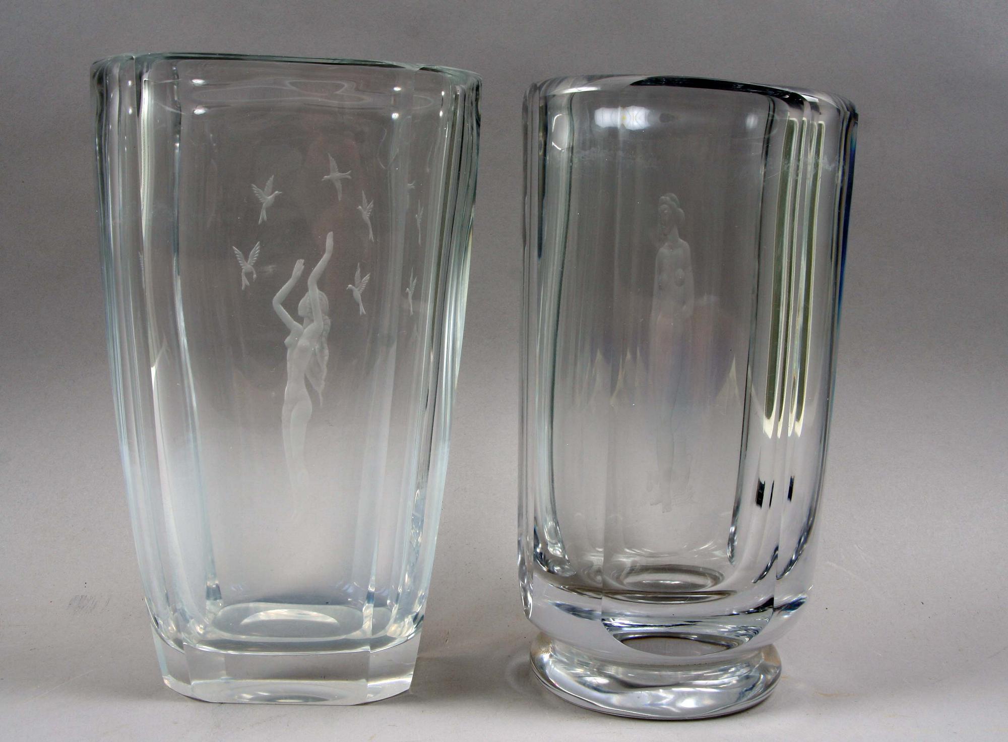 VASER, 2 st. Glas, bl.a Orrefors.